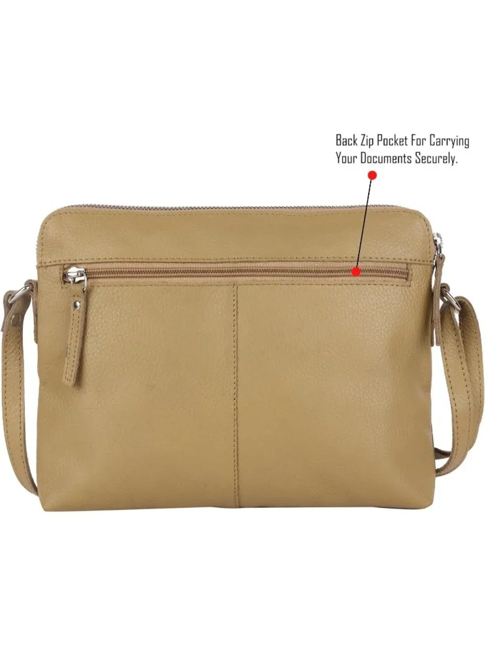 Women's Khaki Genuine Leather Sling Purse with Adjustable Strap Crossbody bag